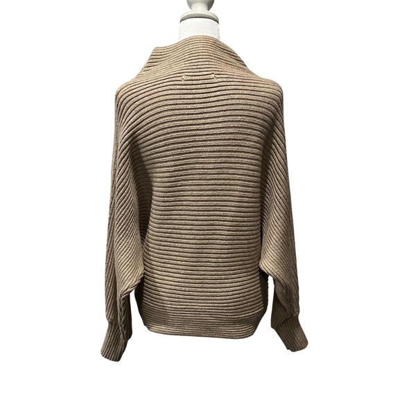 Anthropologie Kendall Mock Neck Sweater Beige Ribbed Oversized Slouchy Small - Picture 3 of 9